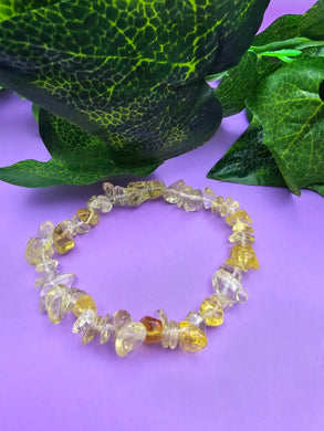 Citrine Crystal Chip Stretch Bracelet