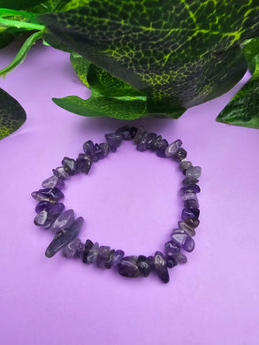 Amethyst Crystal Chip Stretch Bracelet