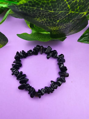 Obsidian Crystal Chip Stretch Bracelet